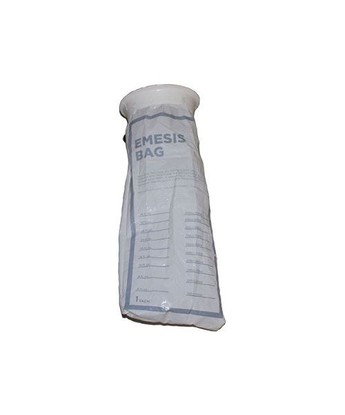 Emesis Vomit Bag, 1500 mL, White Film with Ring